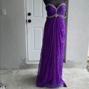 Elegant Purple One-Shoulder Evening Prom Dress